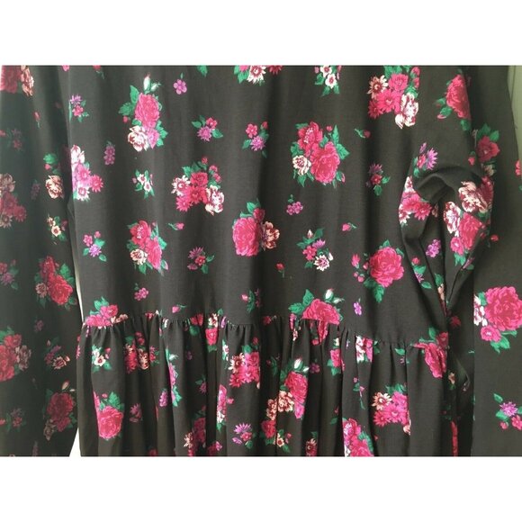 STORYBOOK HEIRLOOM Dress Womens Dress Black Pink Floral Modest Cottagecore Midi - Picture 3 of 8